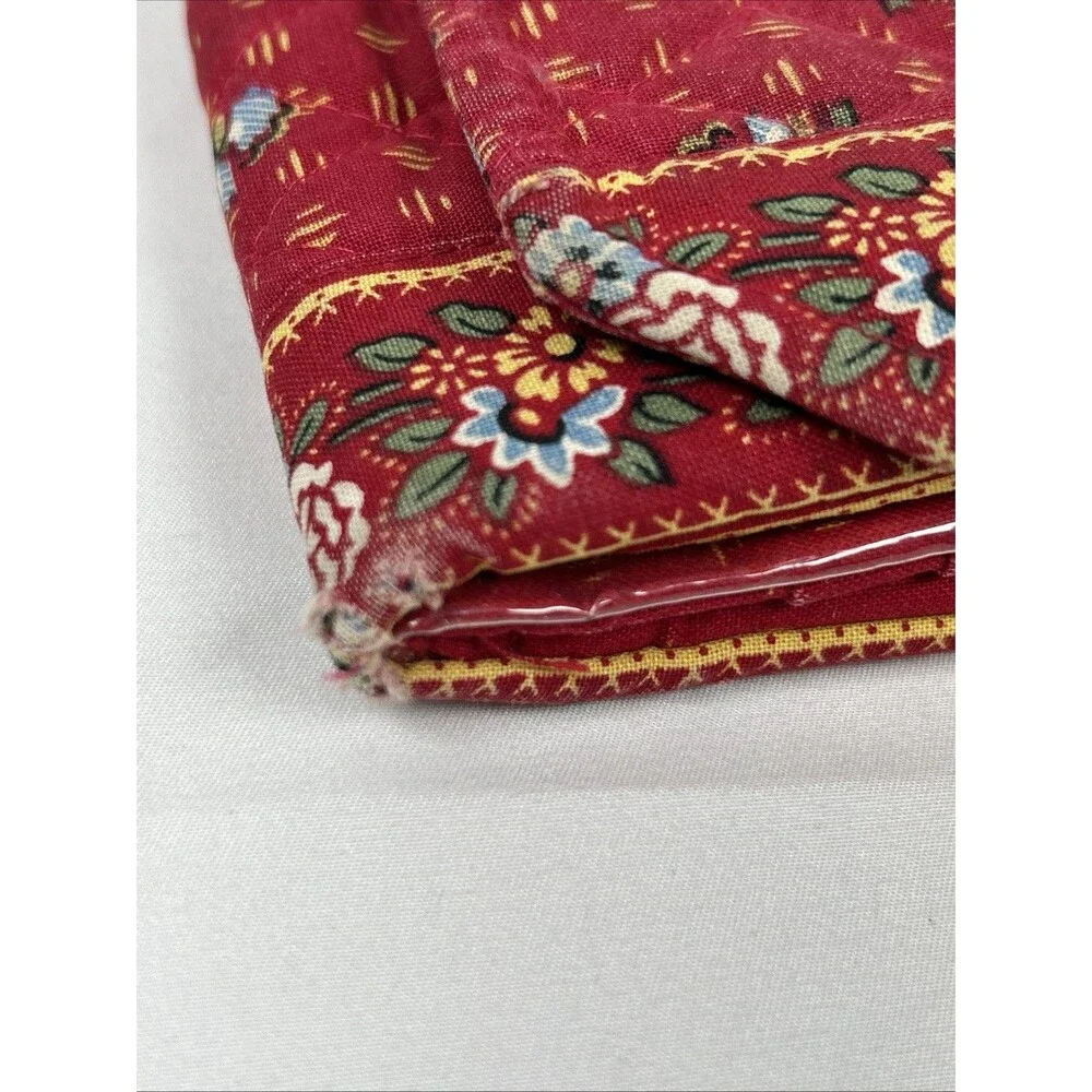Vtg Vera Bradley Red Floral Paisley Trifold Wallet Strap Multi Pockets Quilted
